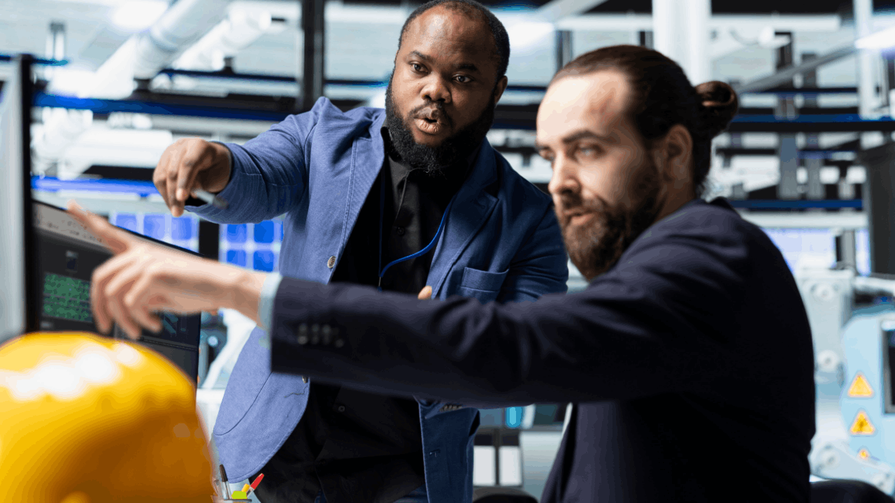 Lead generation for contractors with business professionals collaborating on project strategy in modern workspace