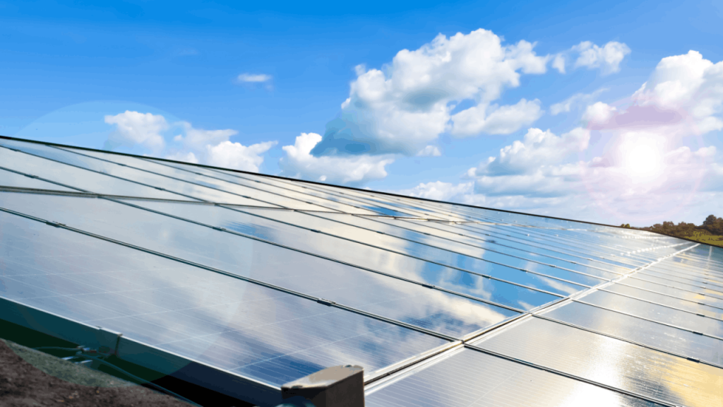 Solar installation leads showing professional solar panel array installation under blue sky
